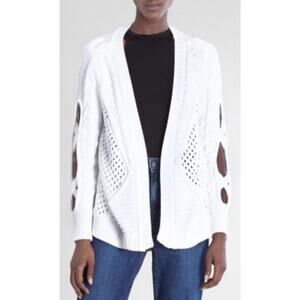 Cushnie Women’s Small White Cable Knit Sweater Long Sleeve Pullover Rare